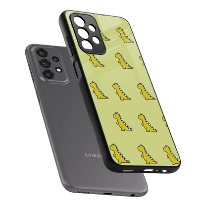 Dino Golden sleek samsung galaxy a23 cover with tempered glass back and TPU edges