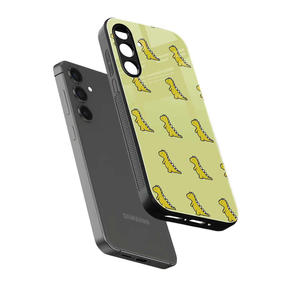 Dino Golden sleek samsung galaxy m35 5g cover with tempered glass back and TPU edges