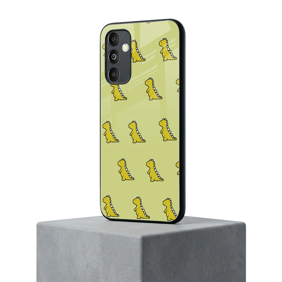 Dino Golden samsung galaxy m14 5g mobile cover | shockproof glass phone case