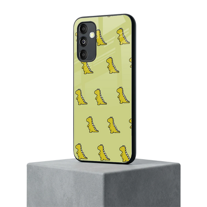 Dino Golden samsung galaxy m14 5g mobile cover | shockproof glass phone case