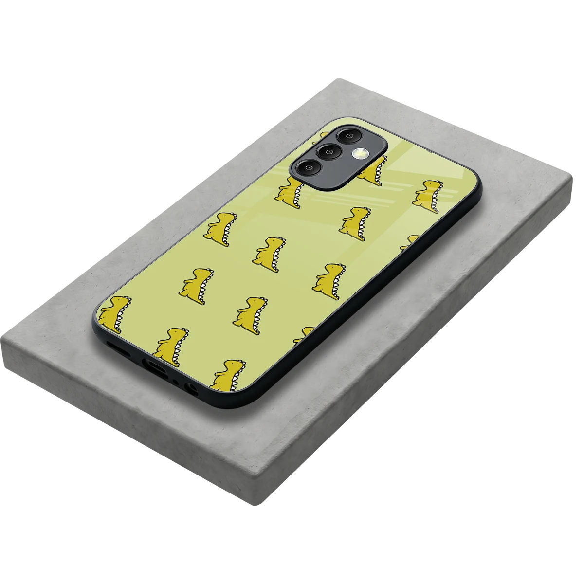 Dino Golden stylish phone case for samsung galaxy m14 5g | glossy glass and slim fit