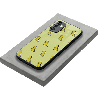 Dino Golden stylish phone case for samsung galaxy m14 5g | glossy glass and slim fit