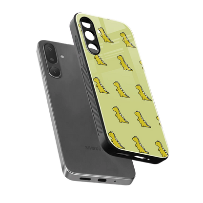 Dino Golden sleek samsung galaxy m36 5g cover with tempered glass back and TPU edges