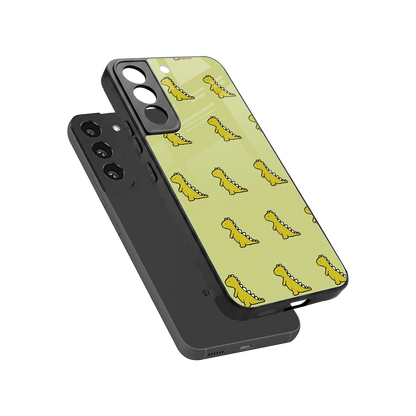 Dino Golden sleek samsung galaxy s22 cover with tempered glass back and TPU edges