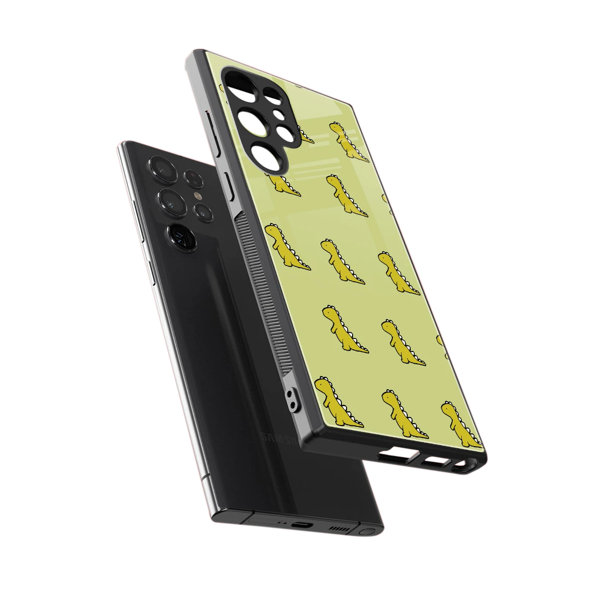 Dino Golden sleek samsung galaxy s24 ultra cover with tempered glass back and TPU edges