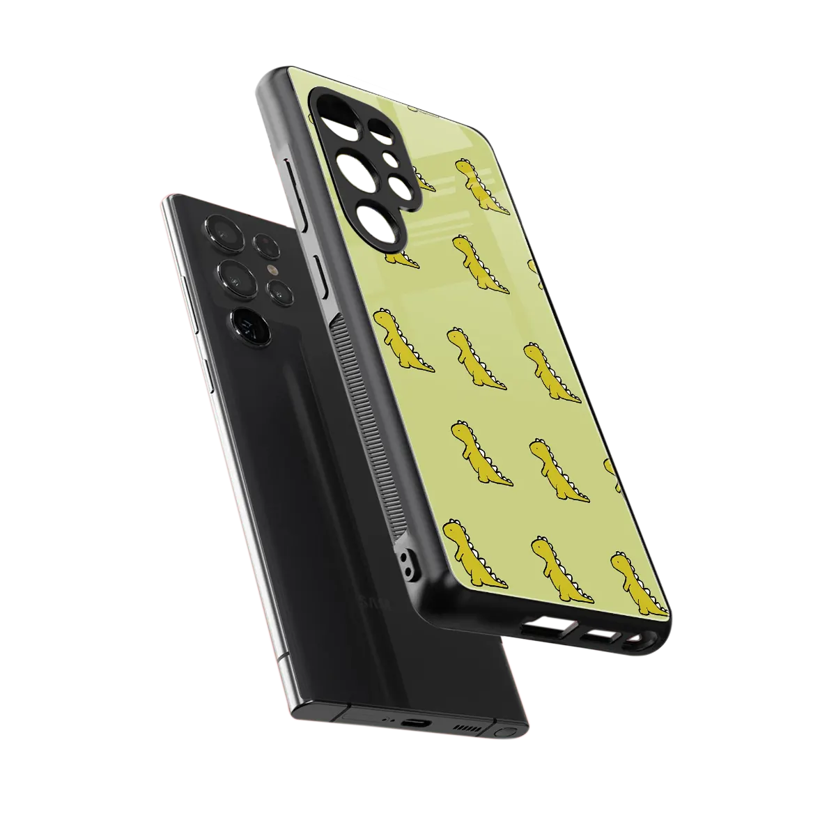 Dino Golden sleek samsung galaxy s25 ultra cover with tempered glass back and TPU edges