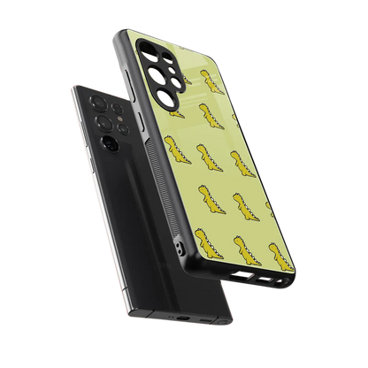 Dino Golden sleek samsung galaxy s25 ultra cover with tempered glass back and TPU edges