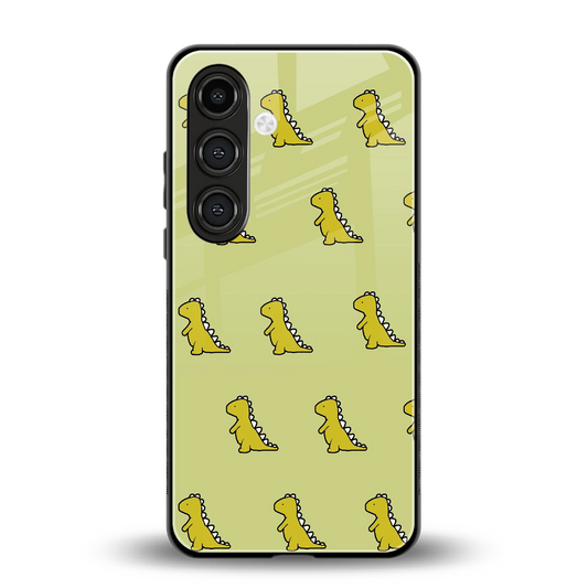 Dino Golden back phone cover | glass case for samsung galaxy s24 plus