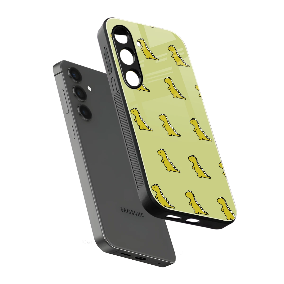 Dino Golden sleek samsung galaxy s24 cover with tempered glass back and TPU edges