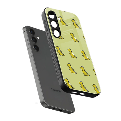 Dino Golden sleek samsung galaxy s24 cover with tempered glass back and TPU edges