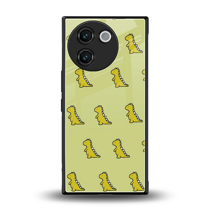 Dino Golden back phone cover | glass case for vivo v30e
