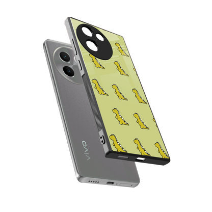 Dino Golden sleek vivo v30e cover with tempered glass back and TPU edges