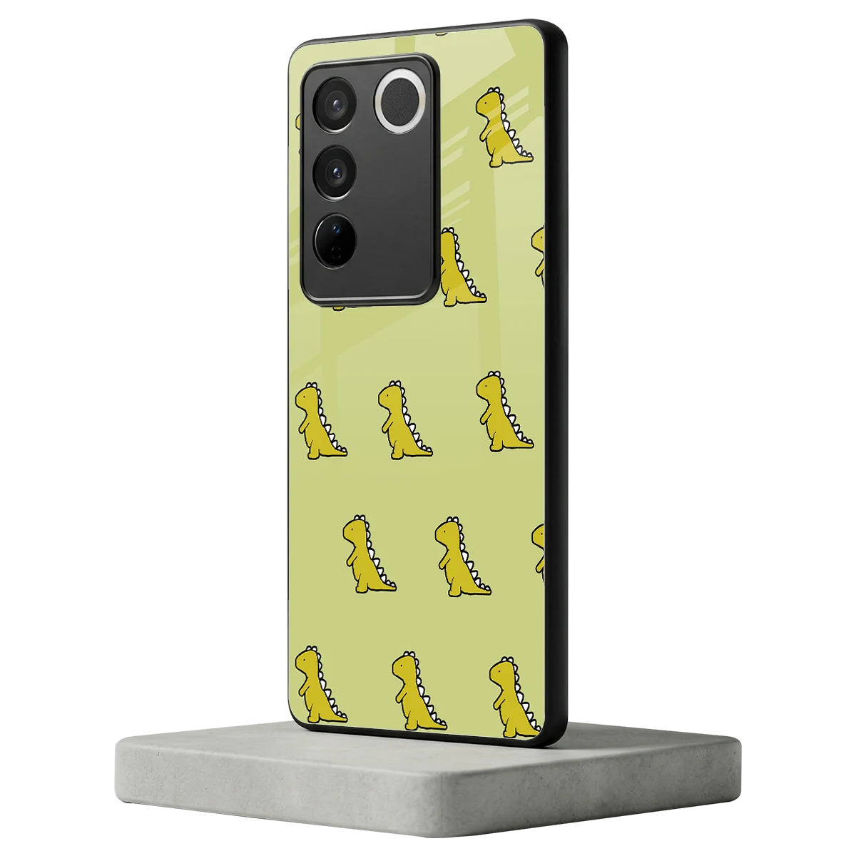 Dino Golden vivo v27 5g mobile cover | shockproof glass phone case