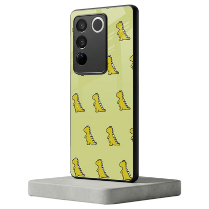 Dino Golden vivo v27 5g mobile cover | shockproof glass phone case