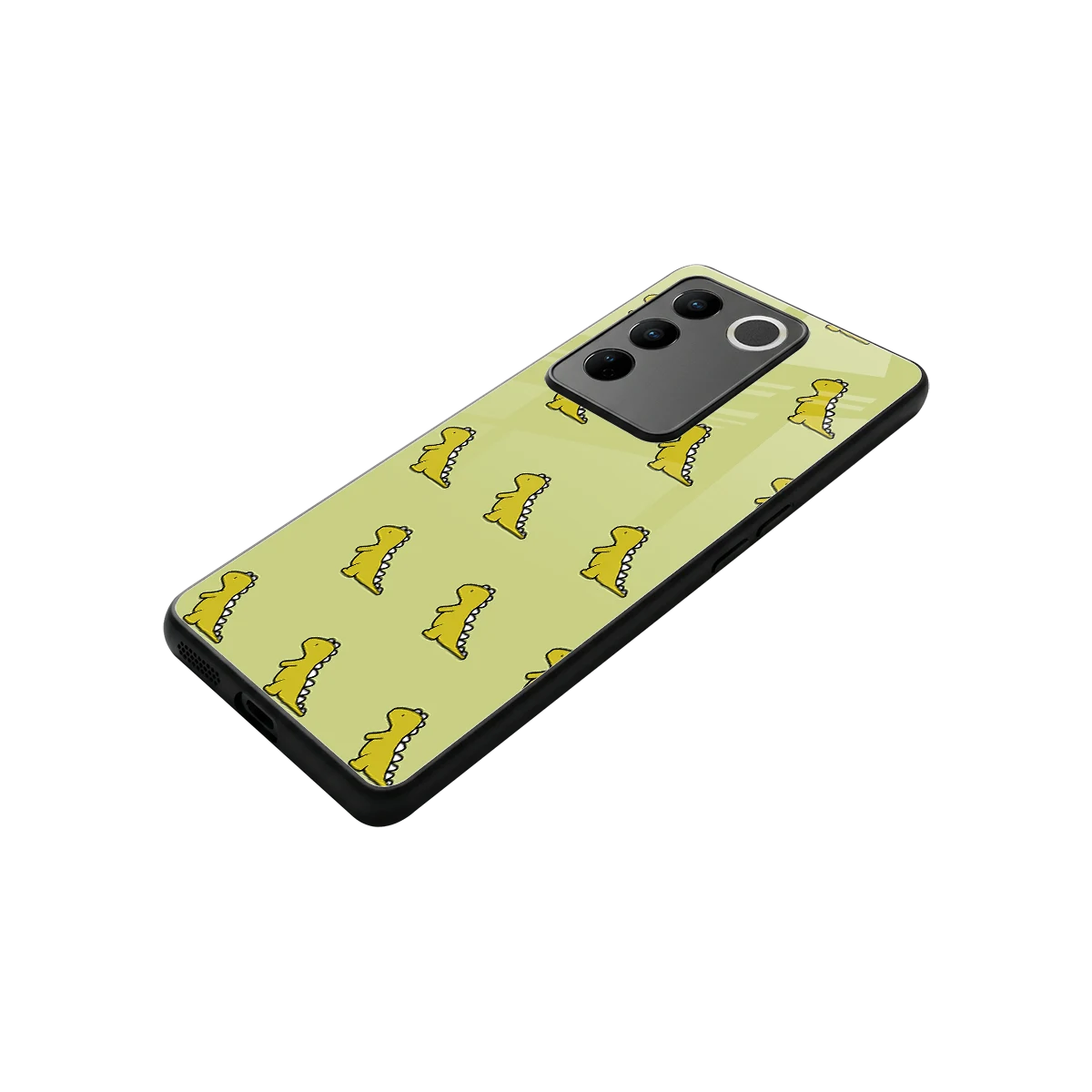 Dino Golden stylish phone case for vivo v27 5g | glossy glass and slim fit