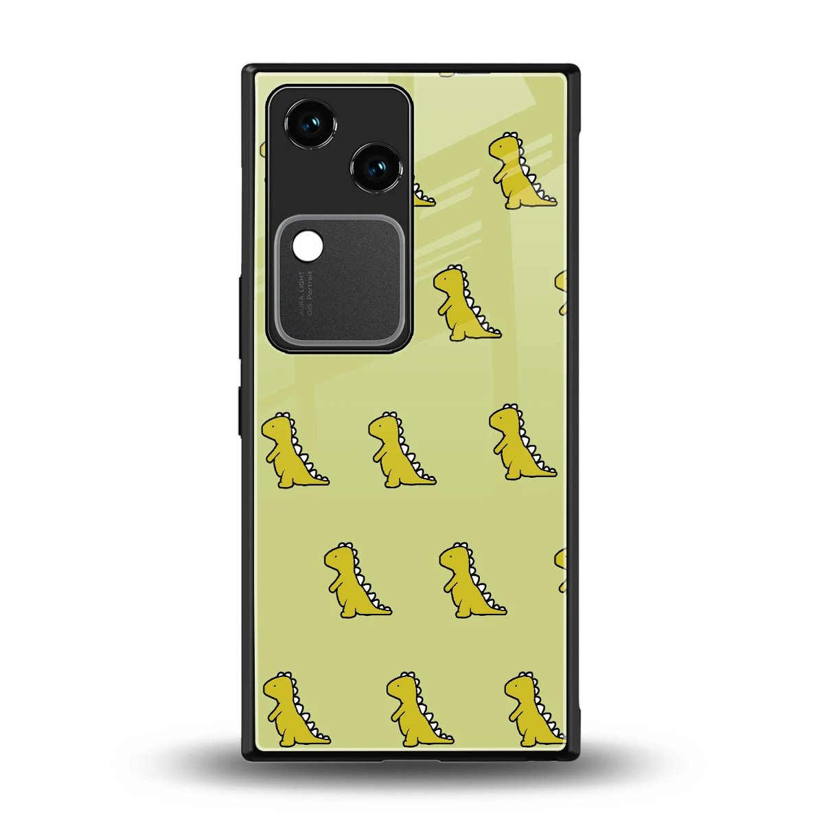 Dino Golden back phone cover | glass case for vivo v30