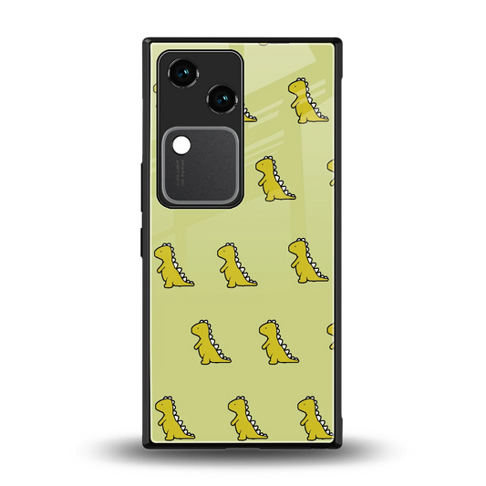 Dino Golden back phone cover | glass case for vivo v30