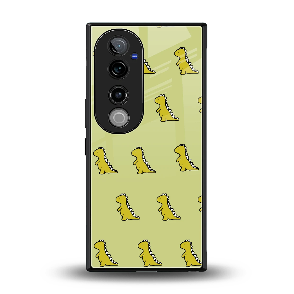 Dino Golden back phone cover | glass case for vivo v40 pro