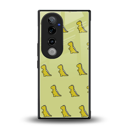 Dino Golden back phone cover | glass case for vivo v40 pro