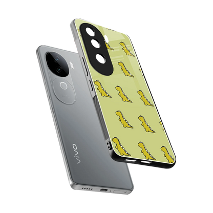 Dino Golden sleek vivo v40e cover with tempered glass back and TPU edges