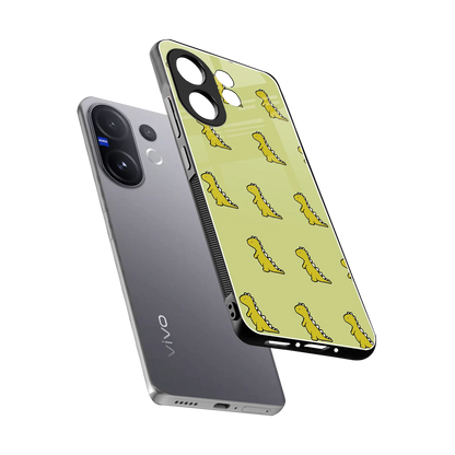 Dino Golden sleek vivo v60 cover with tempered glass back and TPU edges