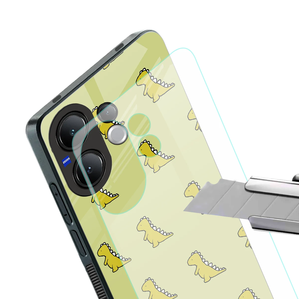 Dino Golden stylish phone case for vivo v60 | glossy glass and slim fit