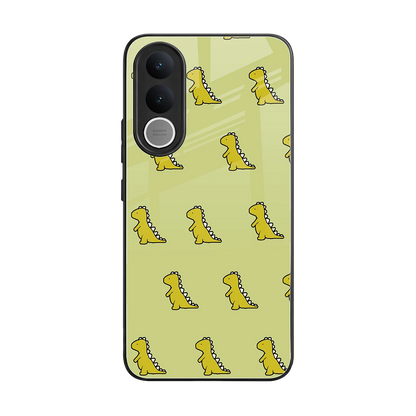 Dino Golden back phone cover | glass case for vivo v70 fe