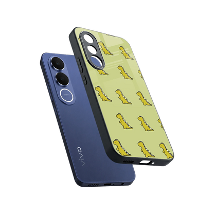 Dino Golden sleek vivo v70 fe cover with tempered glass back and TPU edges