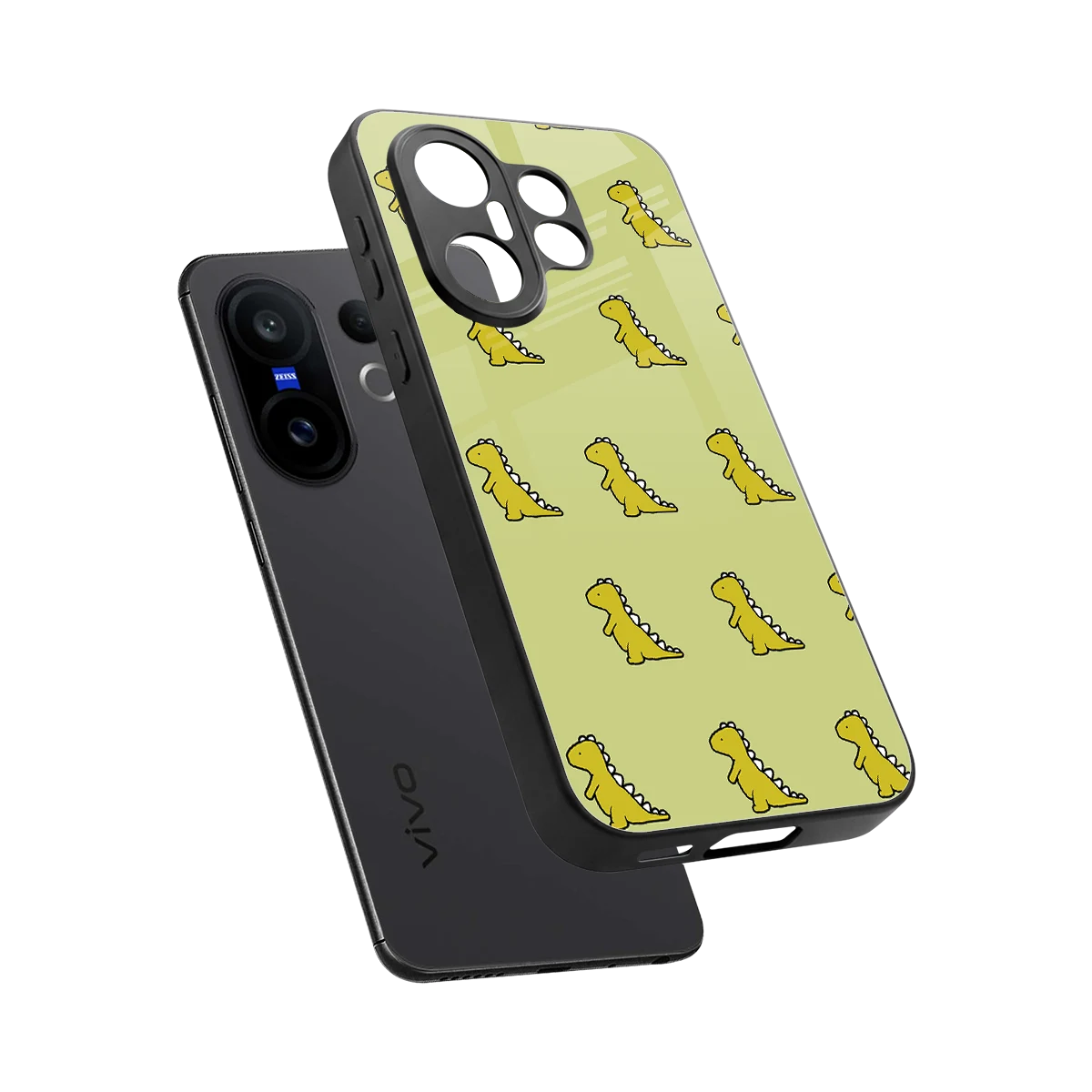 Dino Golden sleek vivo x200 fe cover with tempered glass back and TPU edges