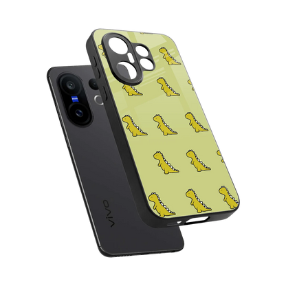 Dino Golden sleek vivo x200 fe cover with tempered glass back and TPU edges