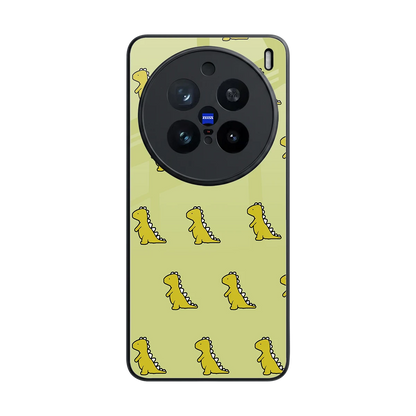 Dino Golden back phone cover | glass case for vivo x200 pro