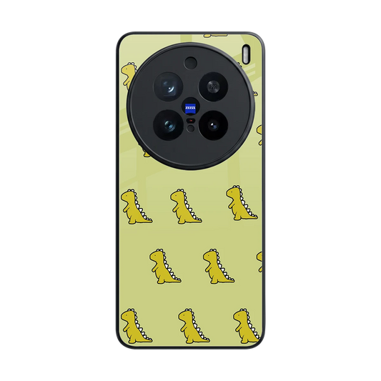 Dino Golden back phone cover | glass case for vivo x200 pro