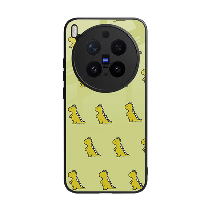 Dino Golden back phone cover | glass case for vivo x300 pro