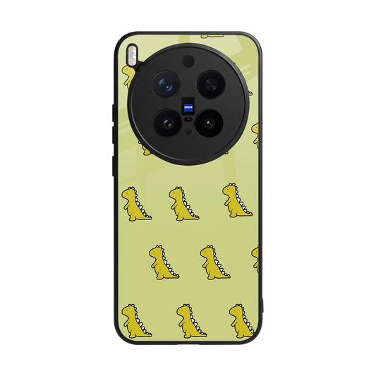 Dino Golden back phone cover | glass case for vivo x300 pro