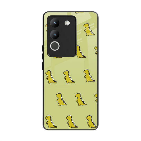 Dino Golden back phone cover | glass case for vivo y200 5g
