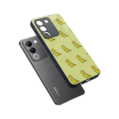 Dino Golden sleek vivo y200 5g cover with tempered glass back and TPU edges