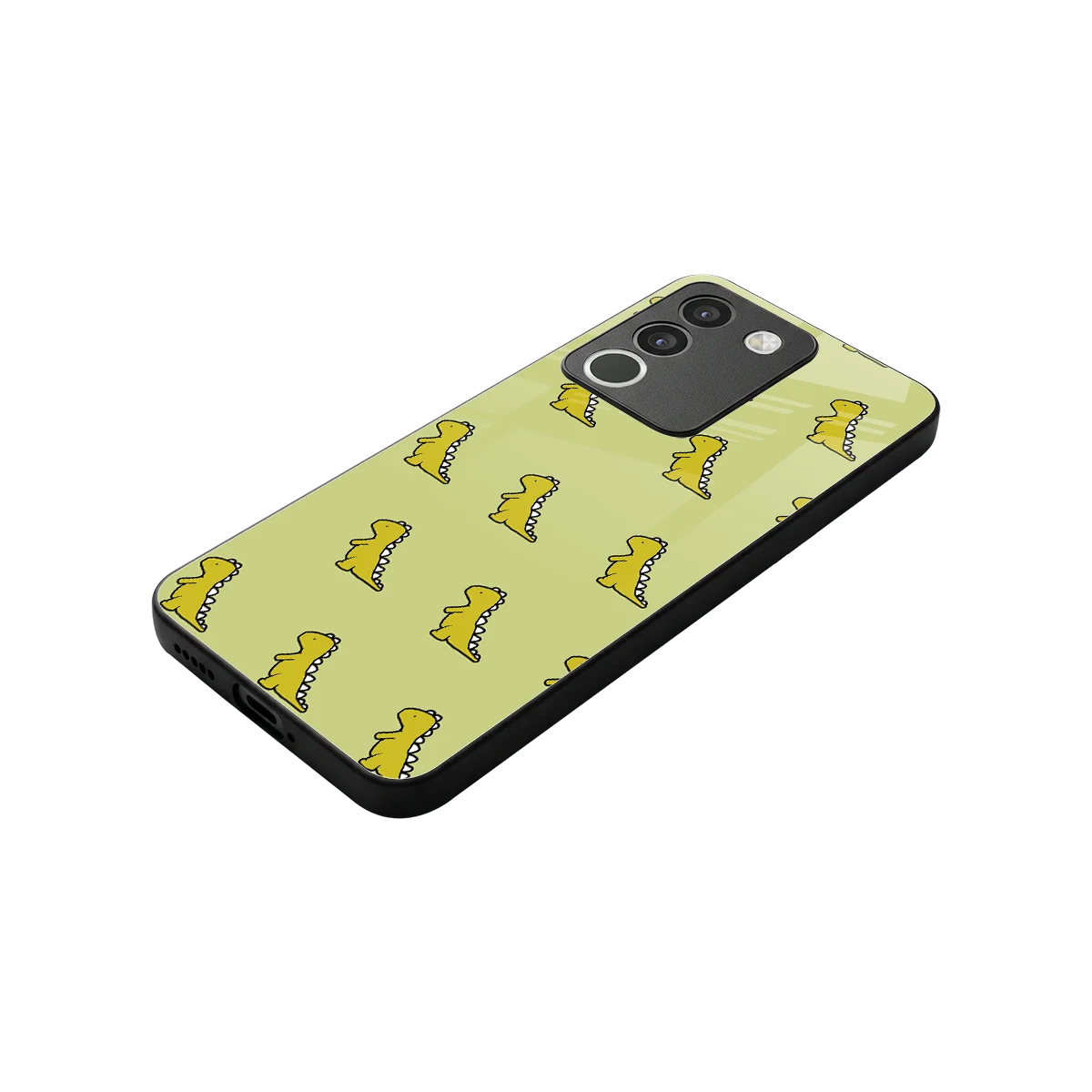 Dino Golden stylish phone case for vivo y200 5g | glossy glass and slim fit