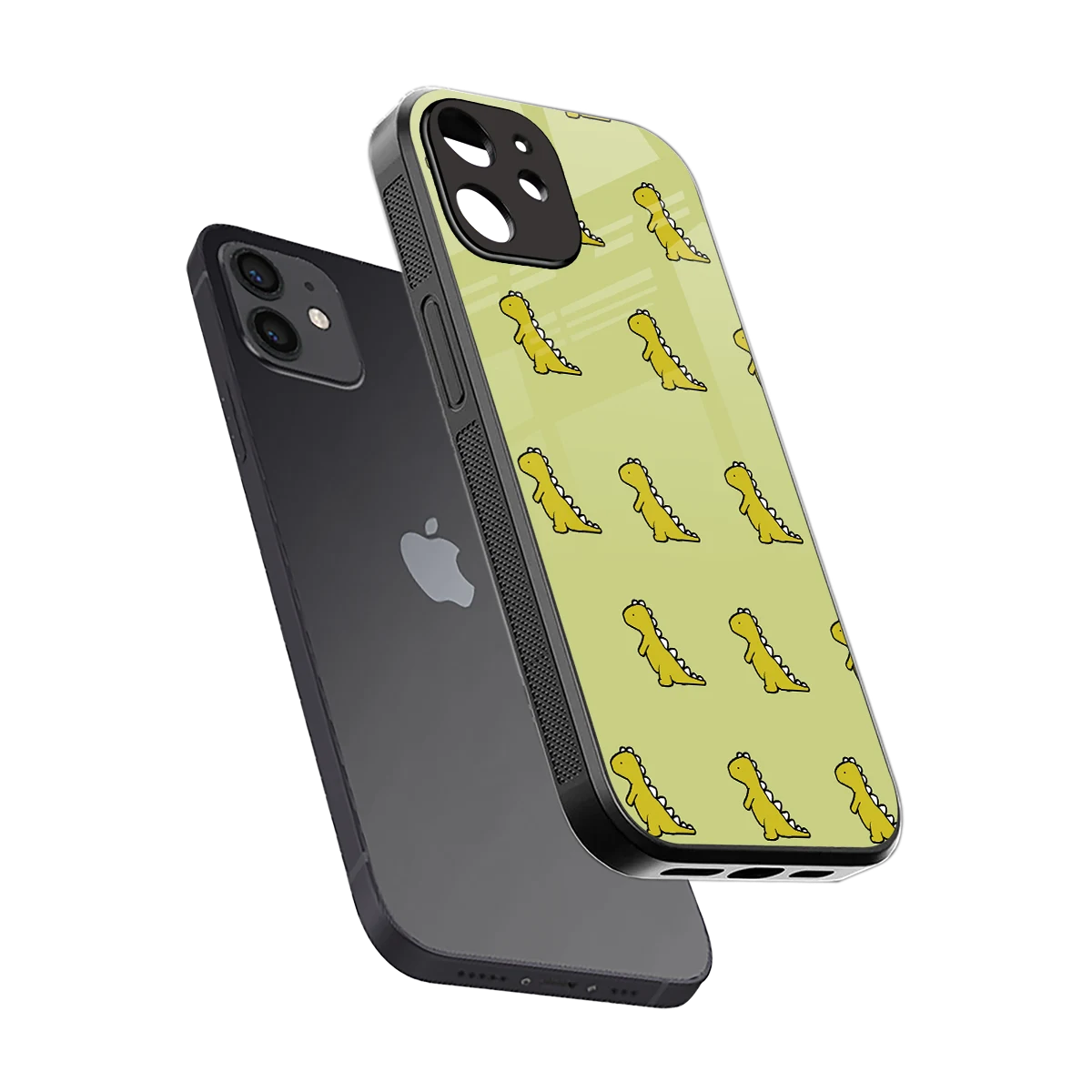 Dino Golden sleek iphone 12 cover with tempered glass back and TPU edges