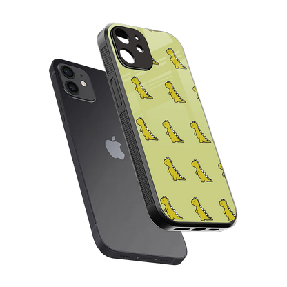 Dino Golden sleek iphone 12 cover with tempered glass back and TPU edges
