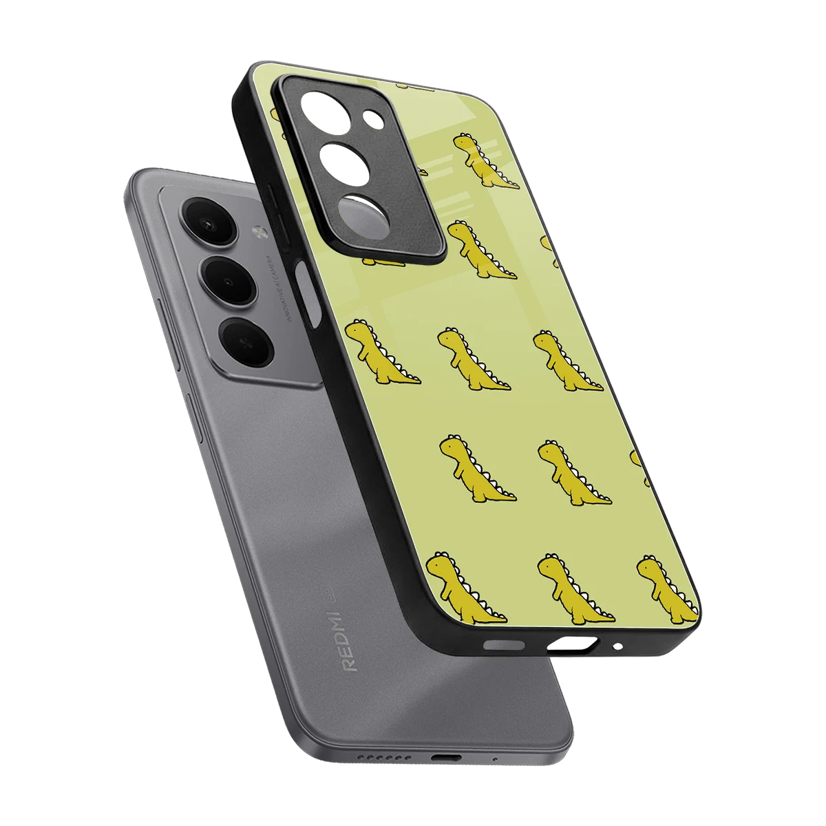 Dino Golden sleek redmi 15 5g cover with tempered glass back and TPU edges