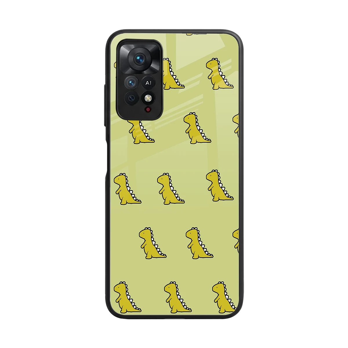 Dino Golden back phone cover | glass case for redmi note 11 pro