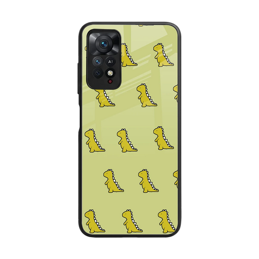 Dino Golden back phone cover | glass case for redmi note 11 pro
