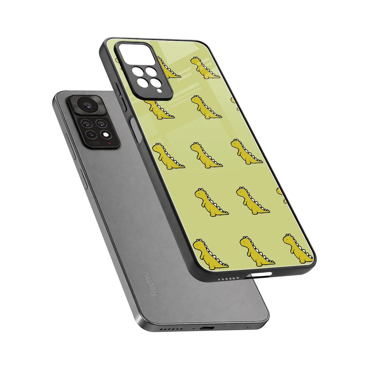 Dino Golden sleek redmi note 11 pro cover with tempered glass back and TPU edges