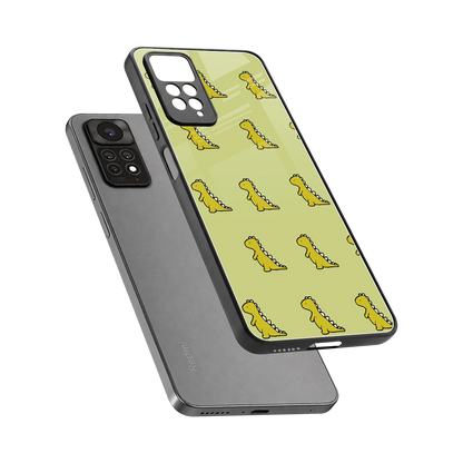 Dino Golden sleek redmi note 11 pro cover with tempered glass back and TPU edges