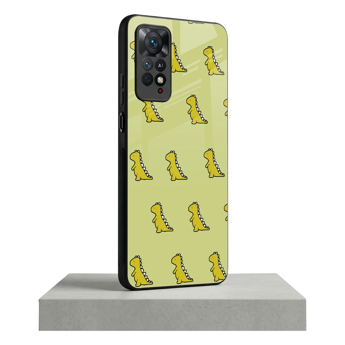 Dino Golden redmi note 11 pro mobile cover | shockproof glass phone case