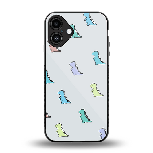 Dino back phone cover | glass case for iphone 16 plus