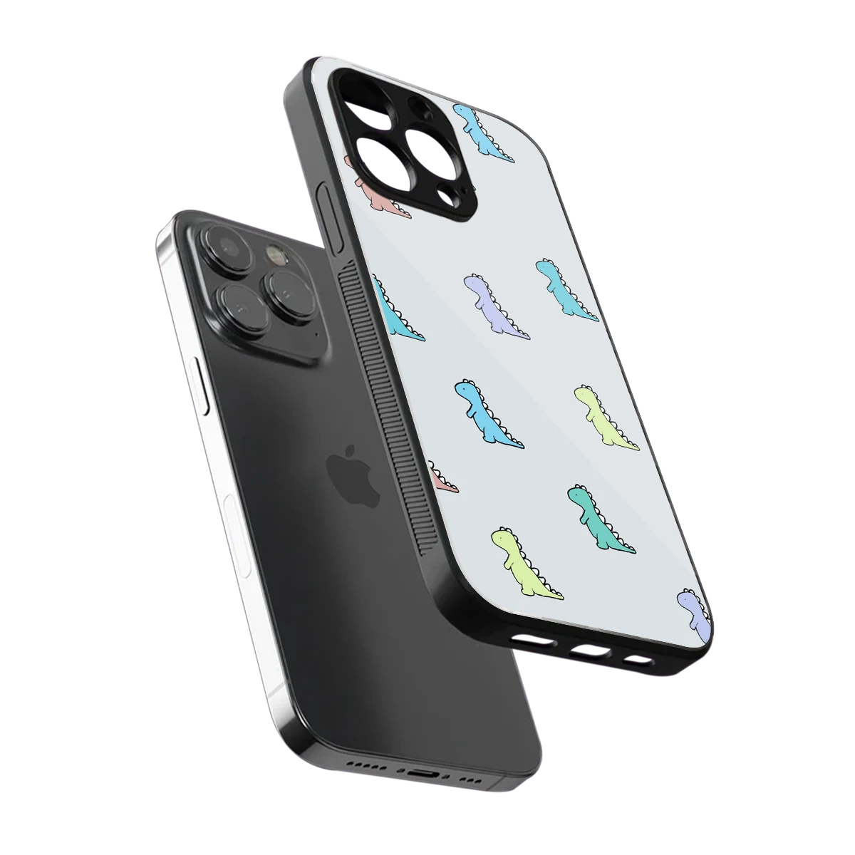 Dino sleek iphone 16 pro max cover with tempered glass back and TPU edges