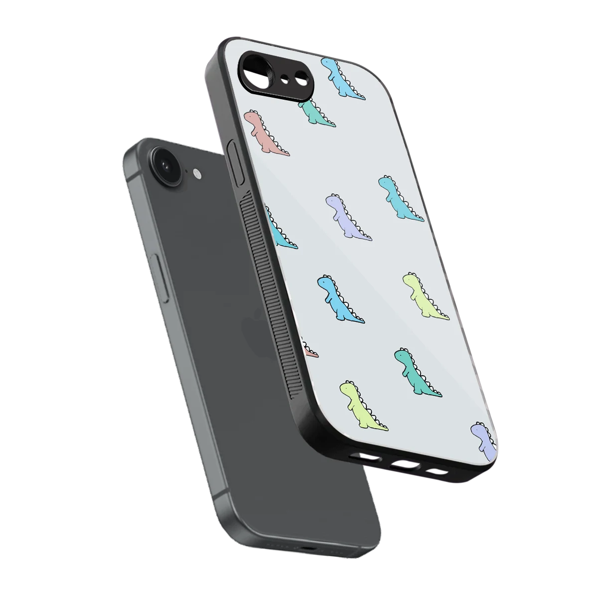 Dino sleek iphone 16e cover with tempered glass back and TPU edges