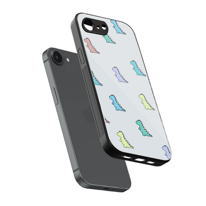 Dino sleek iphone 16e cover with tempered glass back and TPU edges