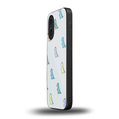 Dino iphone 17 mobile cover | shockproof glass phone case